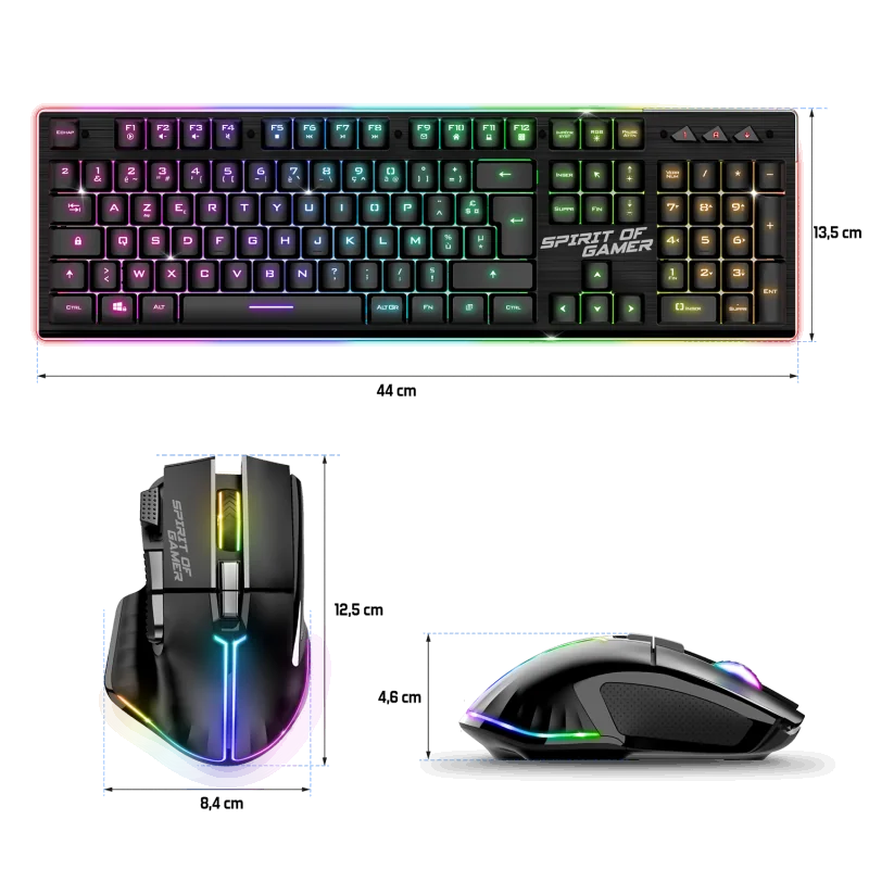 Pack clavier & souris gamer sans fil Ultimate 600 Noir - SPIRIT OF GAMER - CLAVCLSMK600SBKSOG