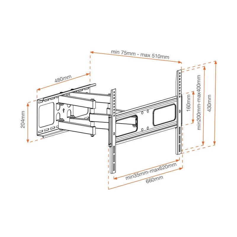 Support TV inclinable/orientable pour 55-70" Noir - METRONIC - ACC451068METRON