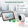 Babyphone panoramique/inclinable avec écran LCD HD 720p 5" Blanc LEAPFROG - Dès la naissance