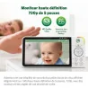 Babyphone panoramique/inclinable avec écran LCD HD 720p 5" Blanc LEAPFROG - Dès la naissance