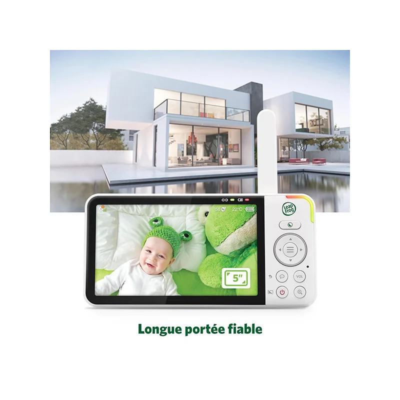 Babyphone panoramique/inclinable avec écran LCD HD 720p 5" Blanc LEAPFROG - Dès la naissance