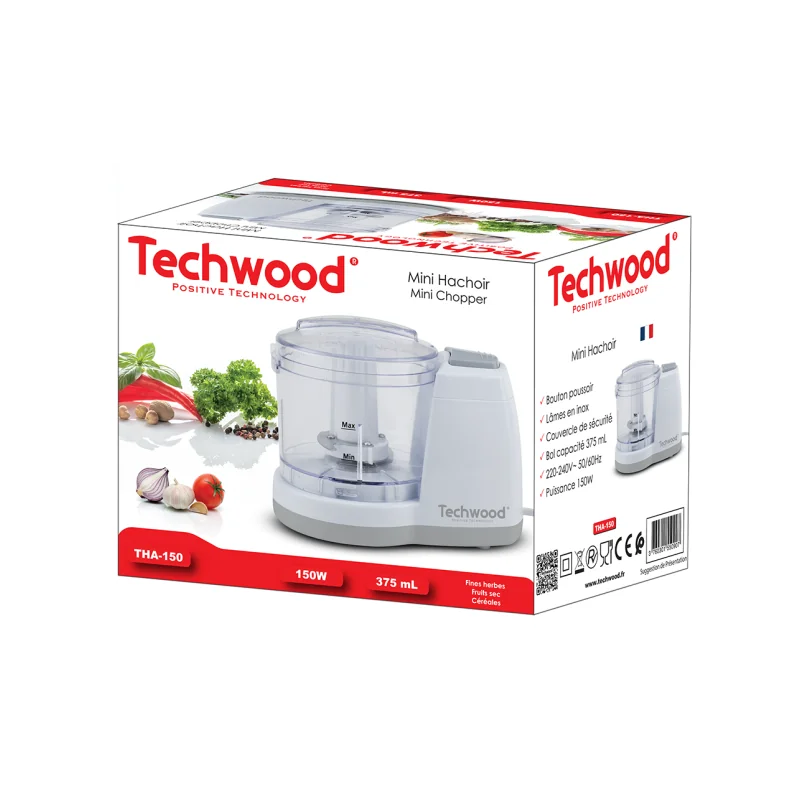 Mini-hachoir 150W 375mL blanc - TECHWOOD - ROBTHA150TECH