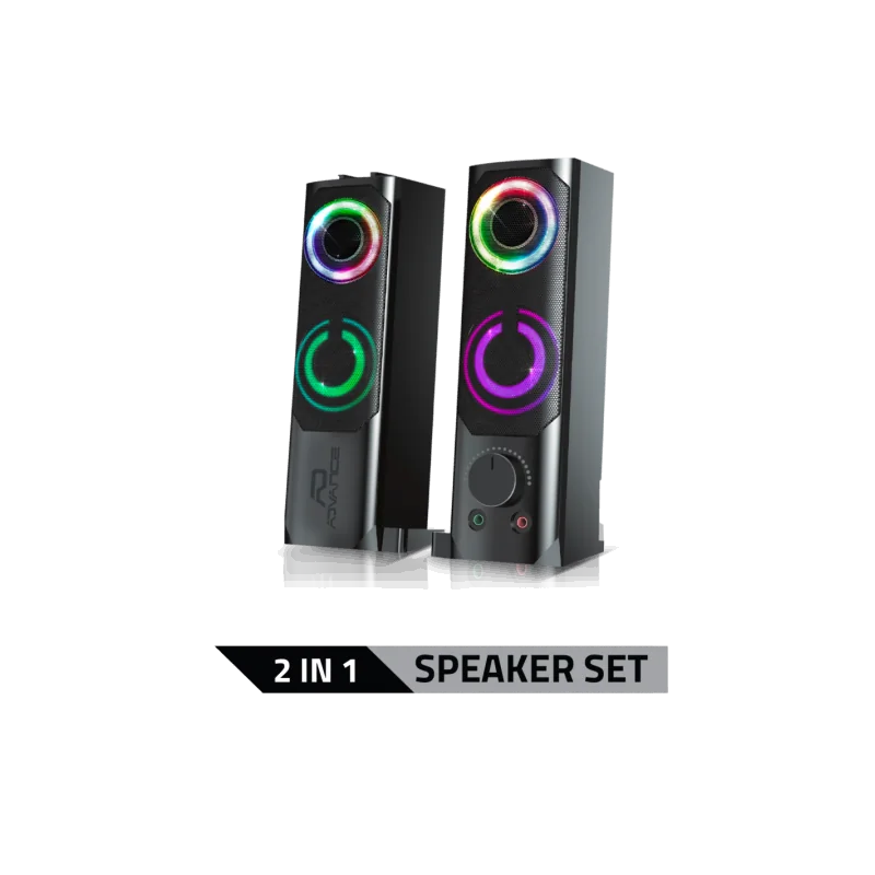 Kit enceintes 2en1 Soundphonics 2.0 RGB 6W RMS Noir - ADVANCE - HPSPU900BADVA