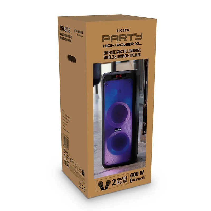 Enceinte de soirée Bluetooth Party 600W avec effets lumineux Noir - BIGBEN - HPPARTYBTHPXLBB