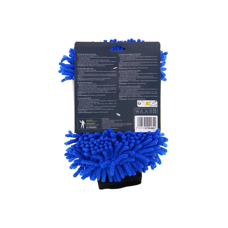 Gant de lavage chenille carrosserie & vitres pour voitures Bleu/Blanc - MICHELIN - 9482