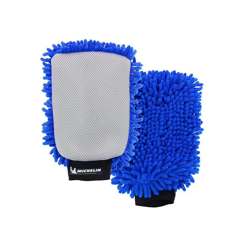 Gant de lavage chenille carrosserie & vitres pour voitures Bleu/Blanc - MICHELIN - 9482