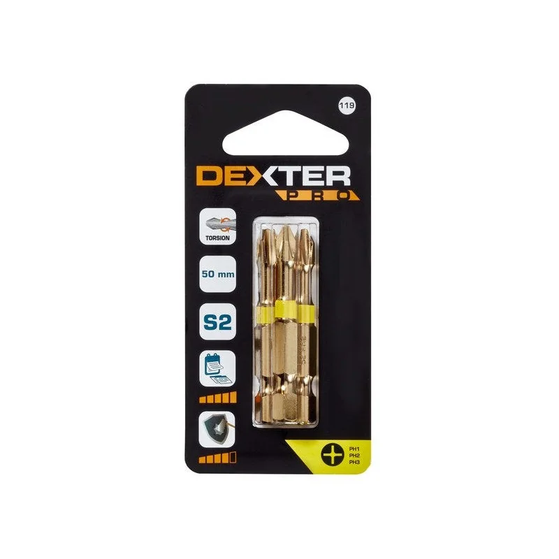 Lot De 3 Embouts De Vissage Torsion Ph1,Ph2,Ph3 50Mm Dexter Pro