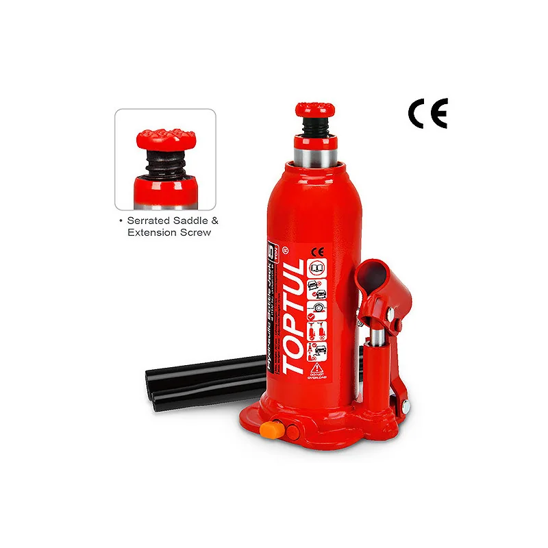 Cric-bouteille hydraulique 8T Rouge - TOPTUL - JHAB0108