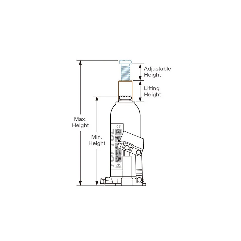 Cric-bouteille hydraulique 8T Rouge - TOPTUL - JHAB0108