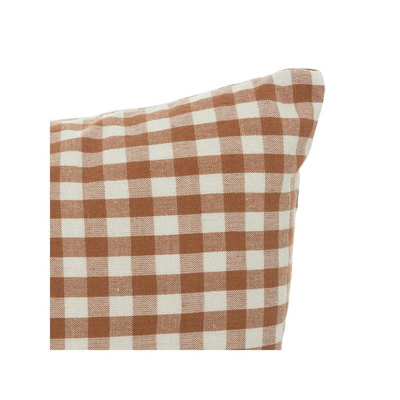 Coussin broderie The floral Vichy 30x50cm marron - ATMOSPHERA - 201901