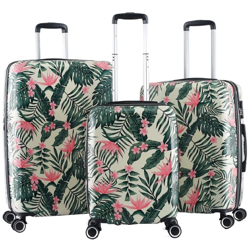 Lot de 3 valises motif fleurs B
