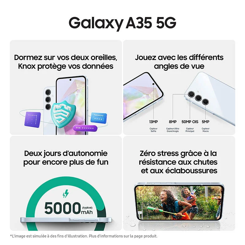 Smartphone Galaxy A35 5G 6/128Go Noir - SAMSUNG - GSM_SAM_A356EZKM