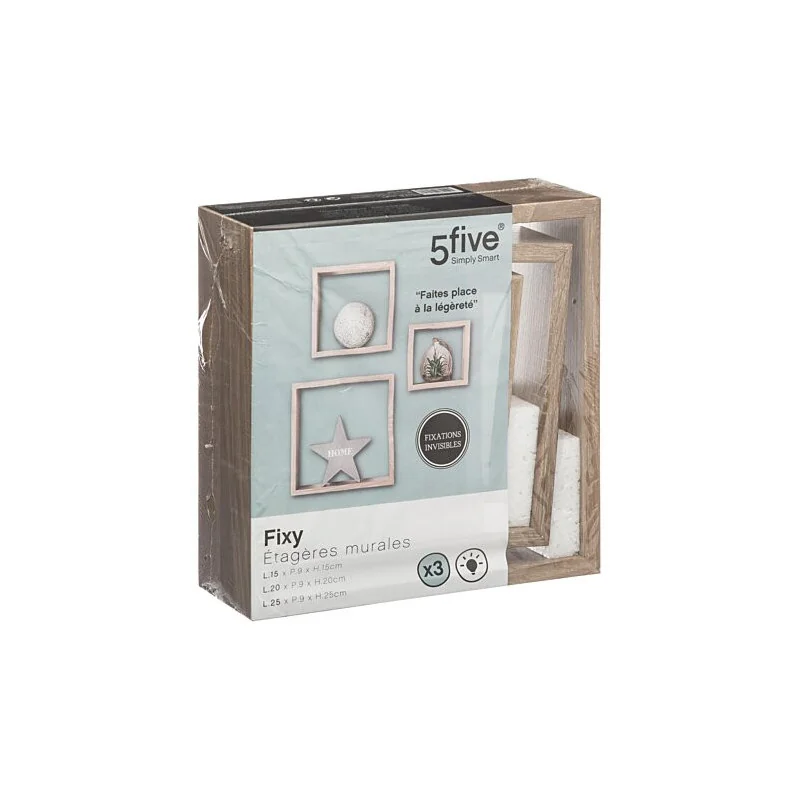 Lot de 3 étageres Fixy Cube Chene naturel - 5FIVE SIMPLY SMART - 138956C