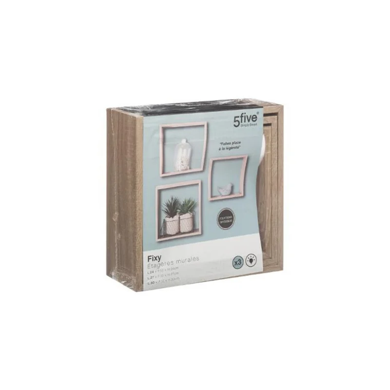 Lot de 3 Étagères murale Cube 30cm Chêne Naturel - 5FIVE SIMPLY SMART - 138957C