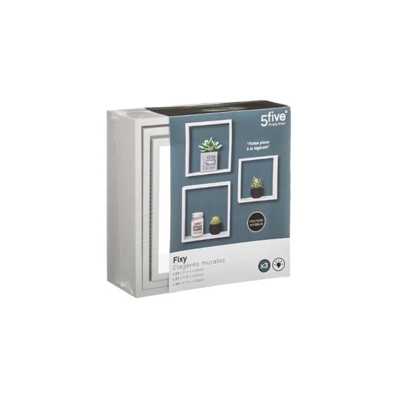 Lot de 3 Étagères murale Cube 30cm Blanc - 5FIVE SIMPLY SMART - 138957B