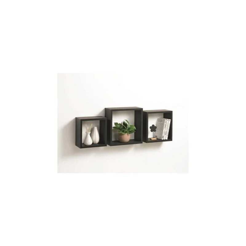 Lot de 3 Étagères murale Cube 30cm Noir - 5FIVE SIMPLY SMART - 138957A