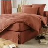 Drap housse double en gaze de coton terracotta 160x200 cm Gaia