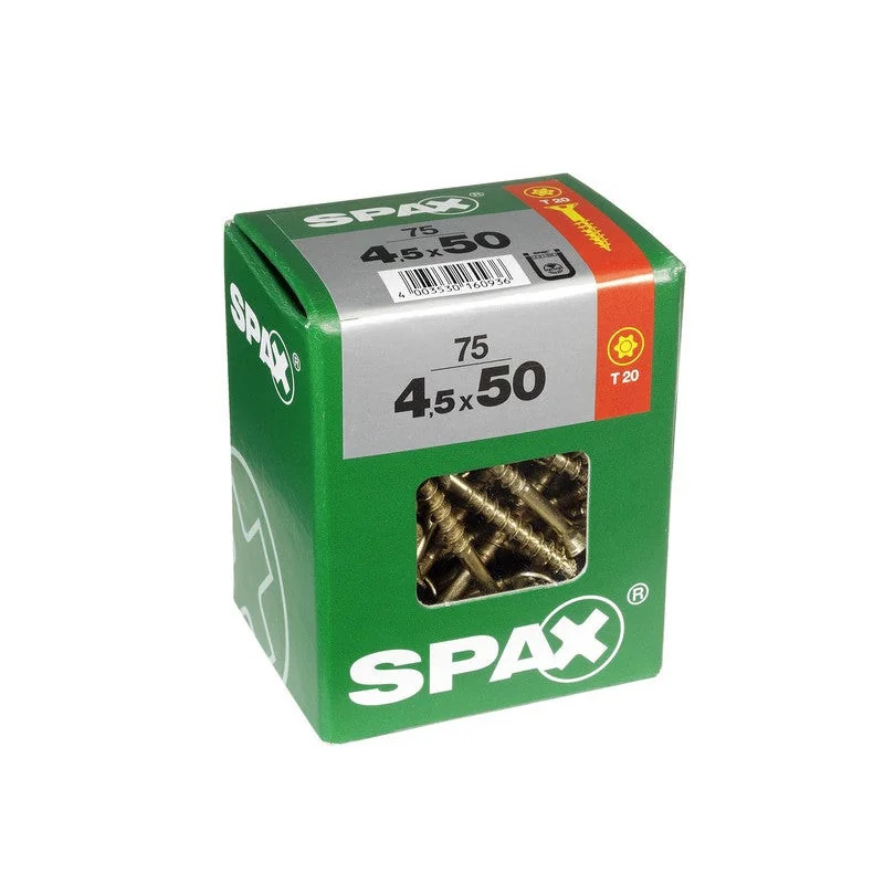 Lot De 75 Vis Acier Tête Fraisée Torx Spax, Diam.4.5 Mm X L.50 Mm