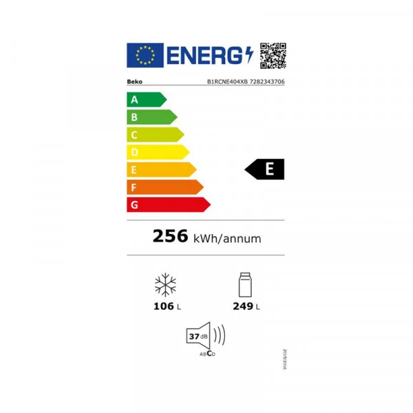 Réfrigérateur combiné No Frost 355L Gris/Inox - BEKO - B1RCNE404XB