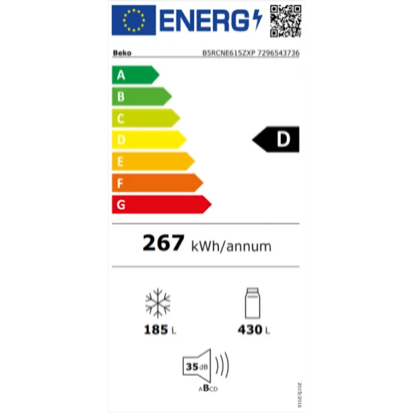 Réfrigérateur combiné 615L Argenté - BEKO - B5RCNE615ZXP