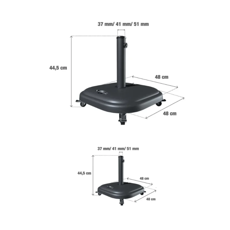 PIED DE PARASOL ROLIX NOIR À ROULETTE 25KG