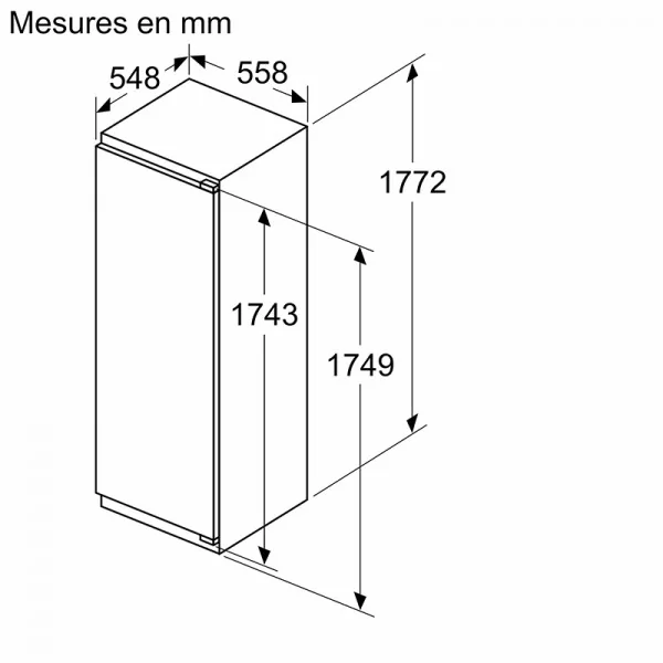 Réfrigérateur 1 porte encastrable 310L Blanc - BOSCH - KIR81VFE0