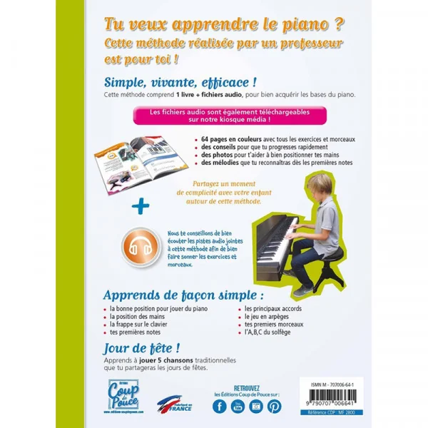 Méthode piano pour les enfants à partir de 6 ans - COUP DE POUCE - CARMF2800