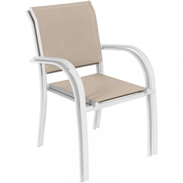 Fauteuil de jardin empilable Piazza Lin/Blanc - HESPERIDE - 187038