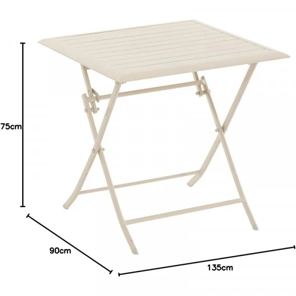 Table de jardin pliante carrée Azua Argile - HESPERIDE - 196857