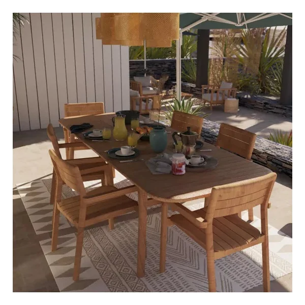 Fauteuil de jardin avec accoudoirs Aurora en teck Marron - NATERIAL - :100158077