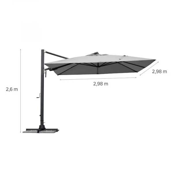 Parasol déporté aluminium Sombra 3x3M Gris clair - NATERIAL - :100158105