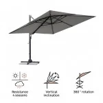 Parasol déporté aluminium Sombra 3x3M Gris clair - NATERIAL - :100158105