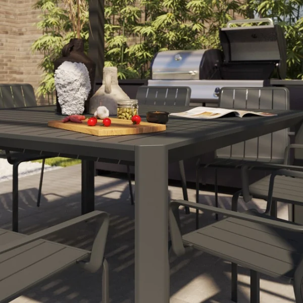 Table de jardin aluminium Idaho Gris foncé - NATERIAL - :100158111