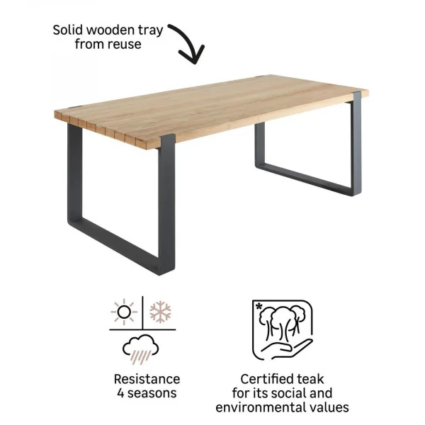 Table aluminium et teck Bermeo 8 places Gris foncé - NATERIAL - :100158121