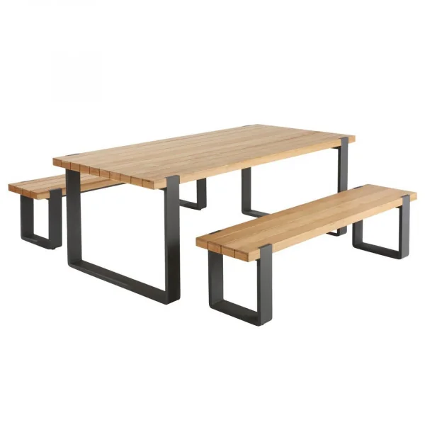 Table aluminium et teck Bermeo 8 places Gris foncé - NATERIAL - :100158121