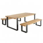 Table aluminium et teck Bermeo 8 places Gris foncé - NATERIAL - :100158121