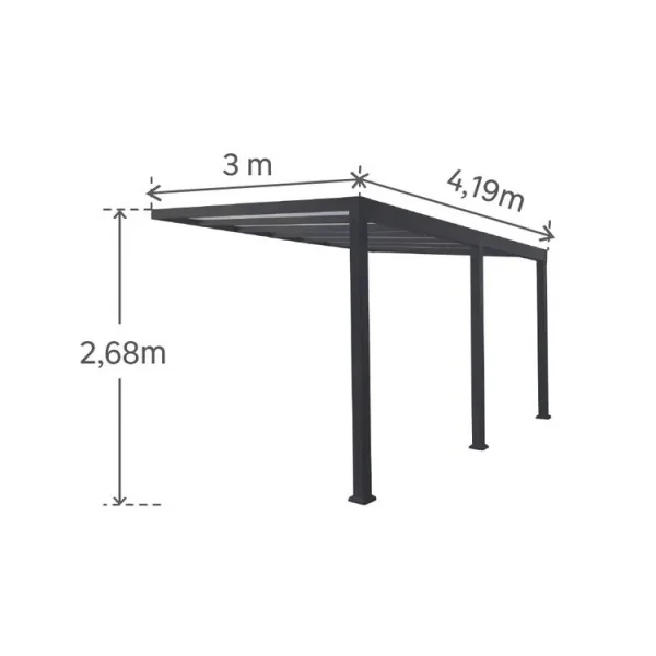 Pergola adossée Borea aluminium 3x4m Gris - NATERIAL - :100158153