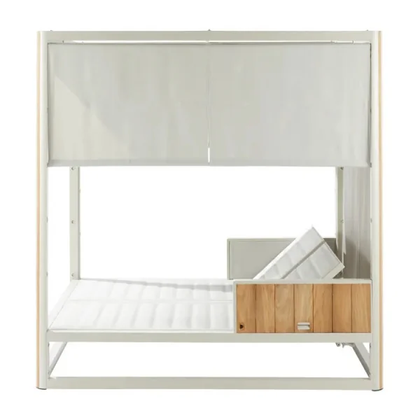 Bain de soleil double en aluminium et teck Elani 2 places - NATERIAL - :100158164