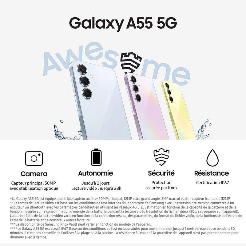 Smartphone Galaxy A55 8/256Go Bleu nuit - SAMSUNG - SAMGALA55256AN