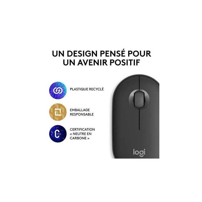 Souris sans fil Pebble Mouse 2 M350s Graphite - LOGITECH - SOU_LOG_M350S