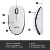 Souris ambidextre USB-A 1000DPI Blanc/Noir - LOGITECH - SOU_LOG_M100_WH