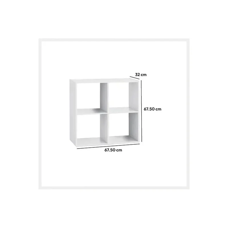 Étagère en bois 4 cases Mix coloris blanc - Blanc