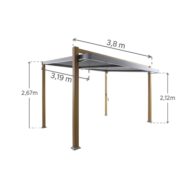 Pergola bioclimatique autoportante Odyssea 4x3m Gris - NATERIAL - :100158157