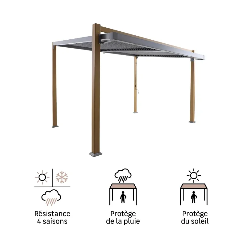 Pergola bioclimatique autoportante Odyssea 4x3m Gris - NATERIAL - :100158157