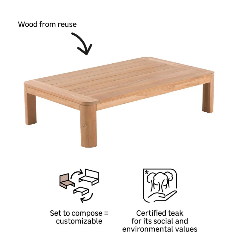 Table basse en teck Baelo