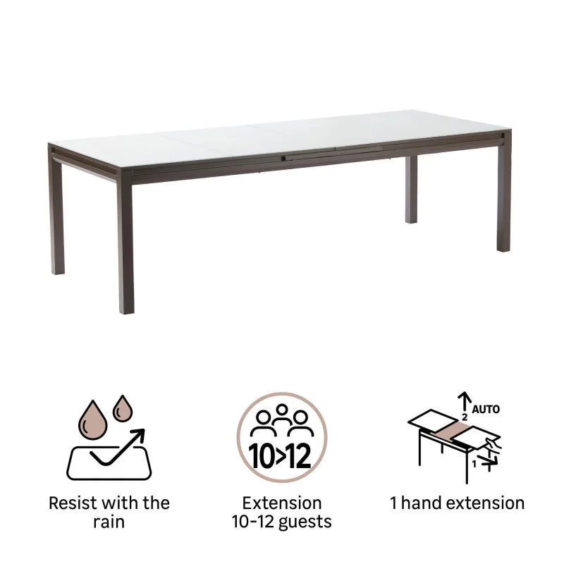 Table de jardin en aluminium et verre Odyssea II