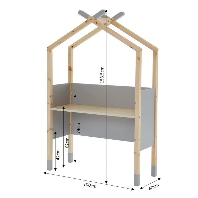 Bureau enfant Tipi Tiny évolutif 100x153,5,40cm Gris - BAÏTA - BUTINY1BS01_175