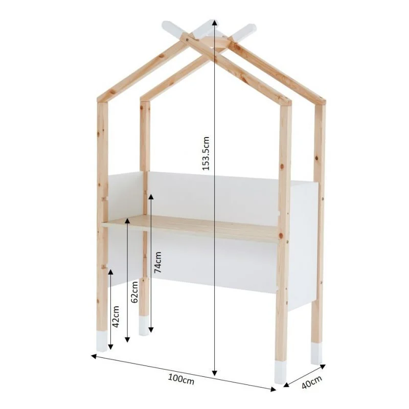 Bureau enfant Tipi Tiny évolutif 100x153,5,40cm blanc - BAÏTA - BUTINY1BS01_112