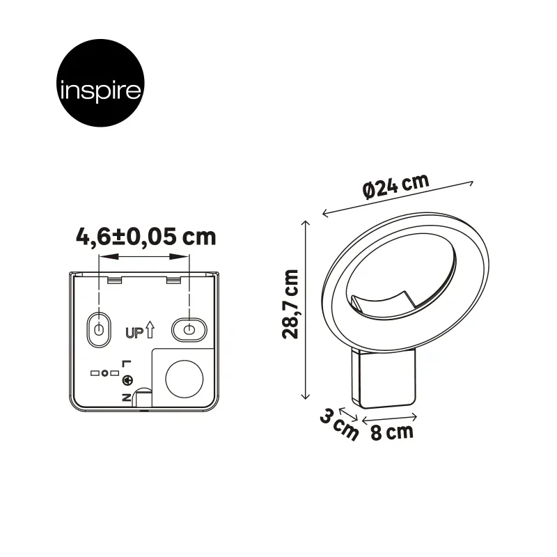 Applique led en aluminium polycarbonate Quito xl Gris/Argent - INSPIRE - 84660007