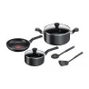 Batterie de cuisine antiadhésive avec Thermo Signal Super Cook 7pcs Noir - TEFAL - B459S784